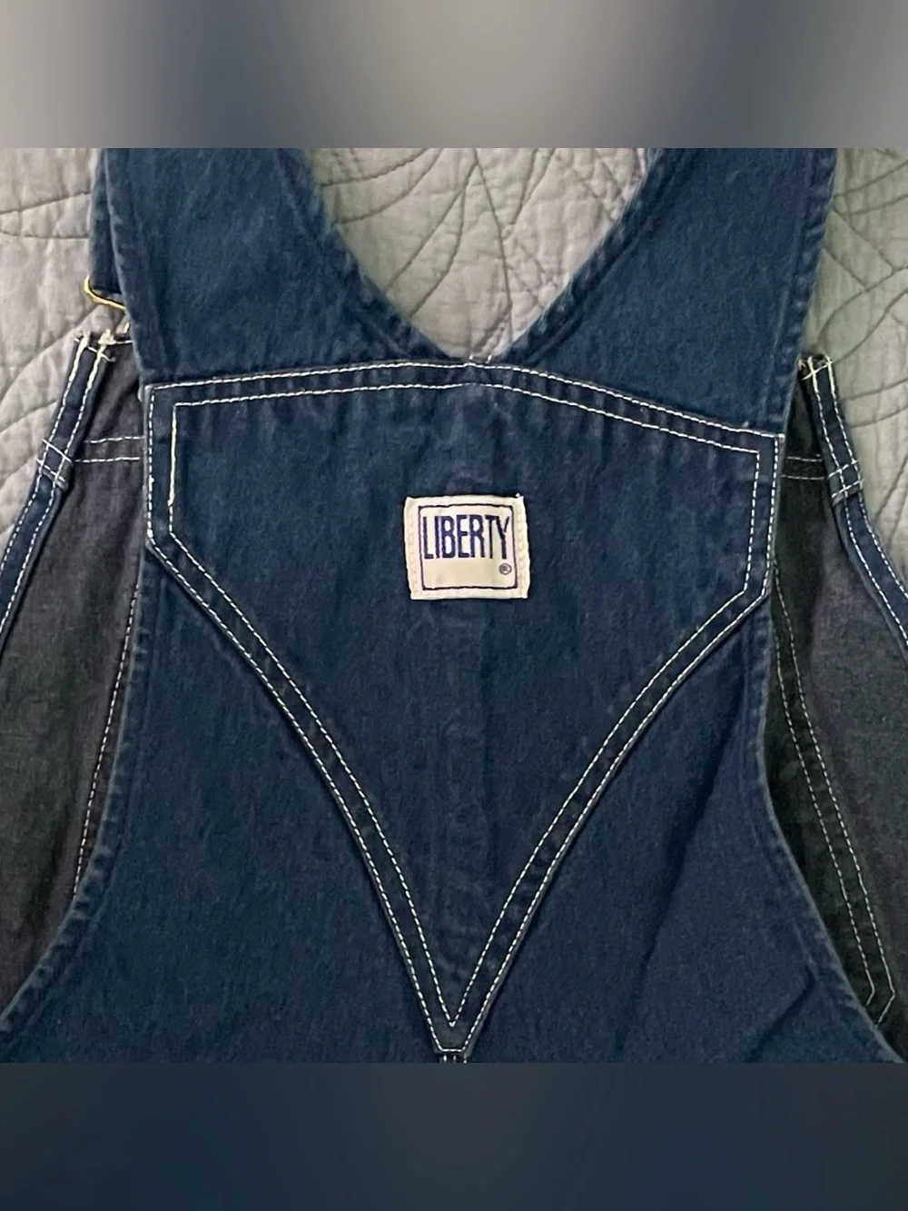 Liberty Denim Overalls Bibs Y2K Darkwash Green Trim   Men’s 36”x 30”